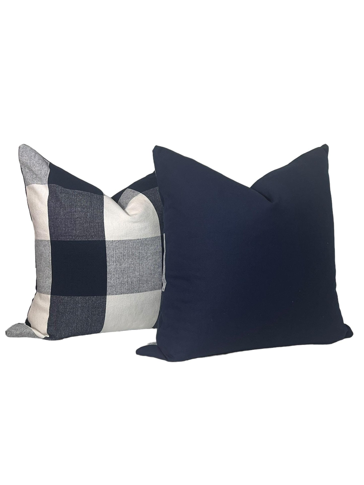 Navy and White Buffalo Check Pillow Cover, Blue and White Plaid Throw Pillow, Navy Big Check Pillow, Blue and White Checkered Pillow