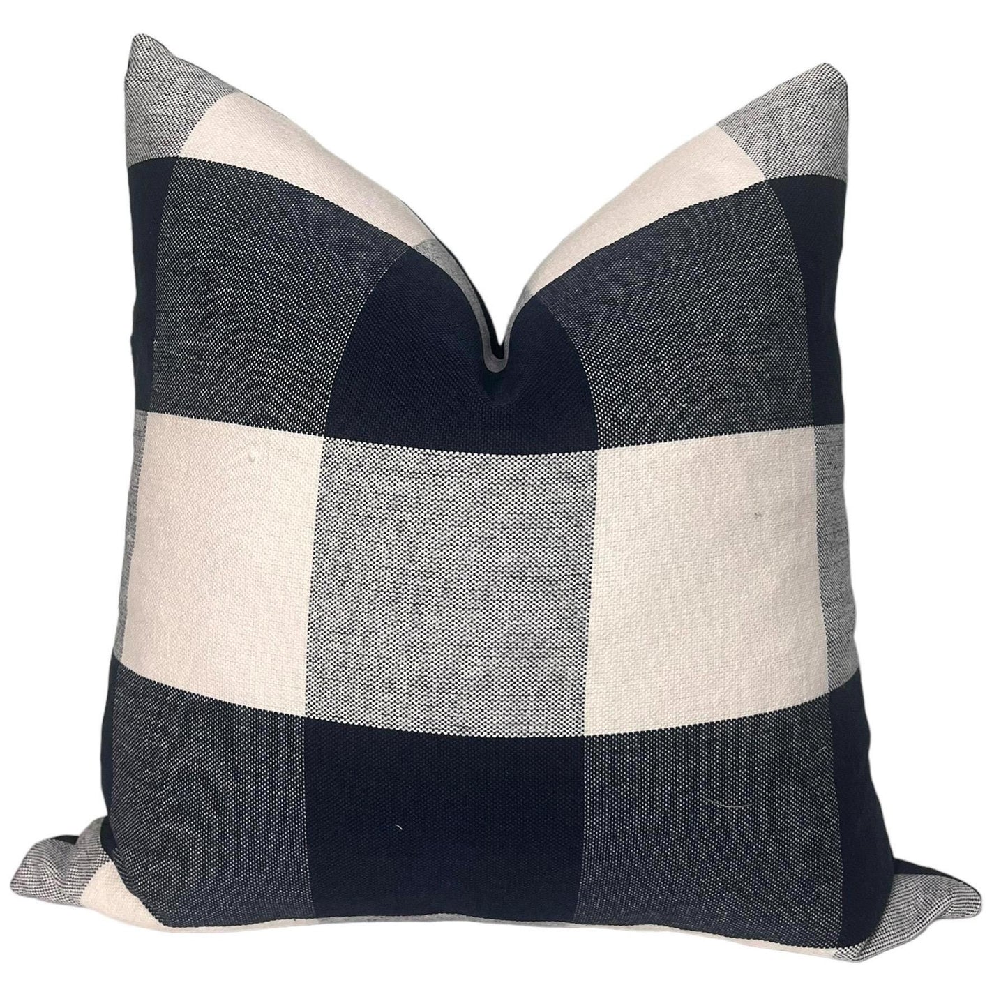 Navy and White Buffalo Check Pillow Cover, Blue and White Plaid Throw Pillow, Navy Big Check Pillow, Blue and White Checkered Pillow