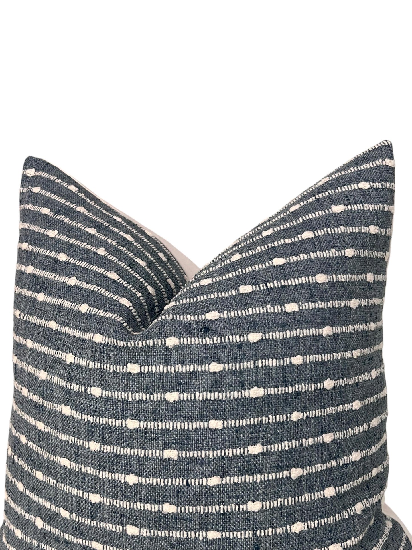 Blue Deja vu Pillow Cover, Woven Stripped pillow, Striped Boho Pillow Cover, Raised Dotted Stripe Cushion,