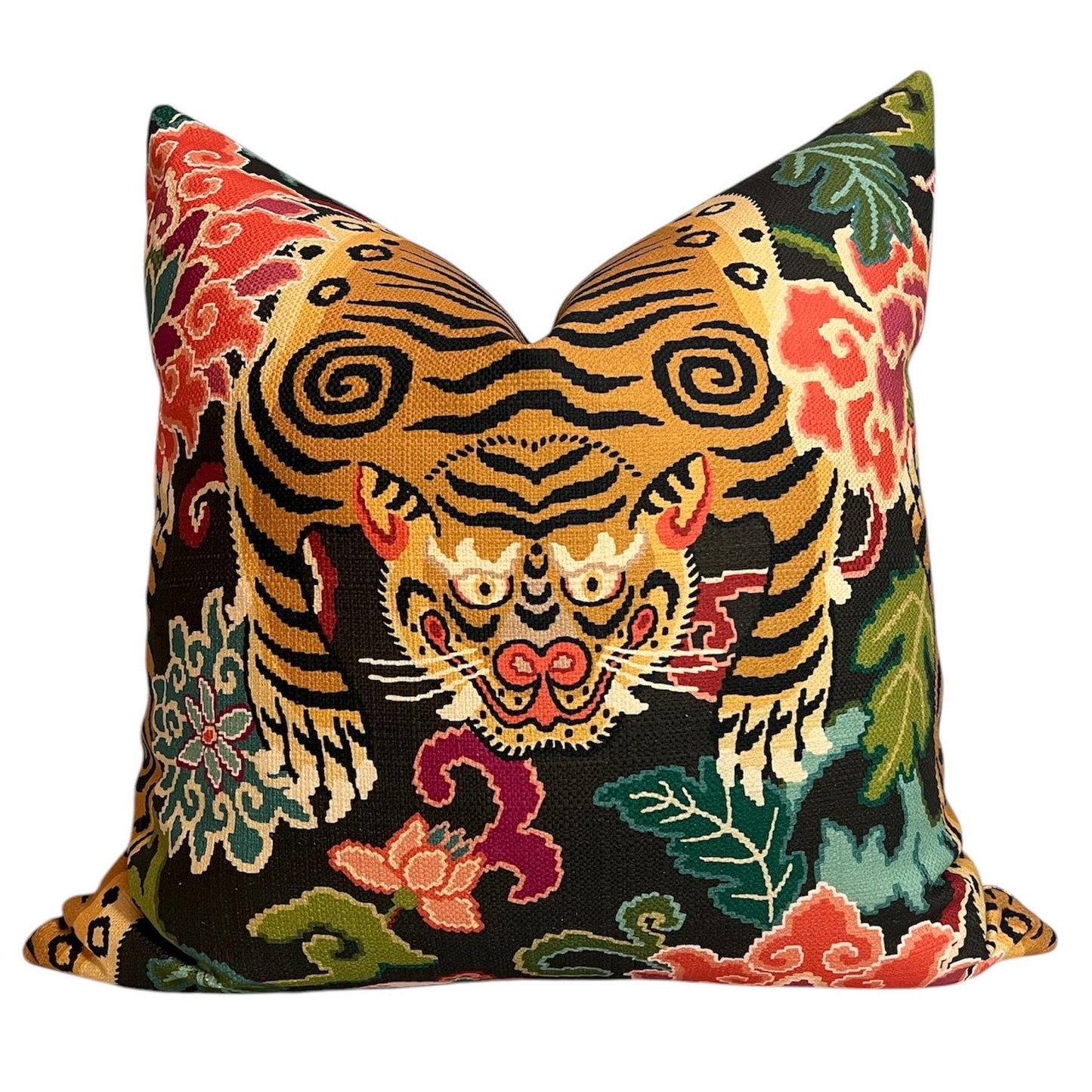 Tiger Eye Pillow Cover, Tibet Tiger Eye, Designer Pillow Cover, Tiger Eye Slate Cushion, Chinoiserie Pillow Cover, Multi Color Tiger Cushion