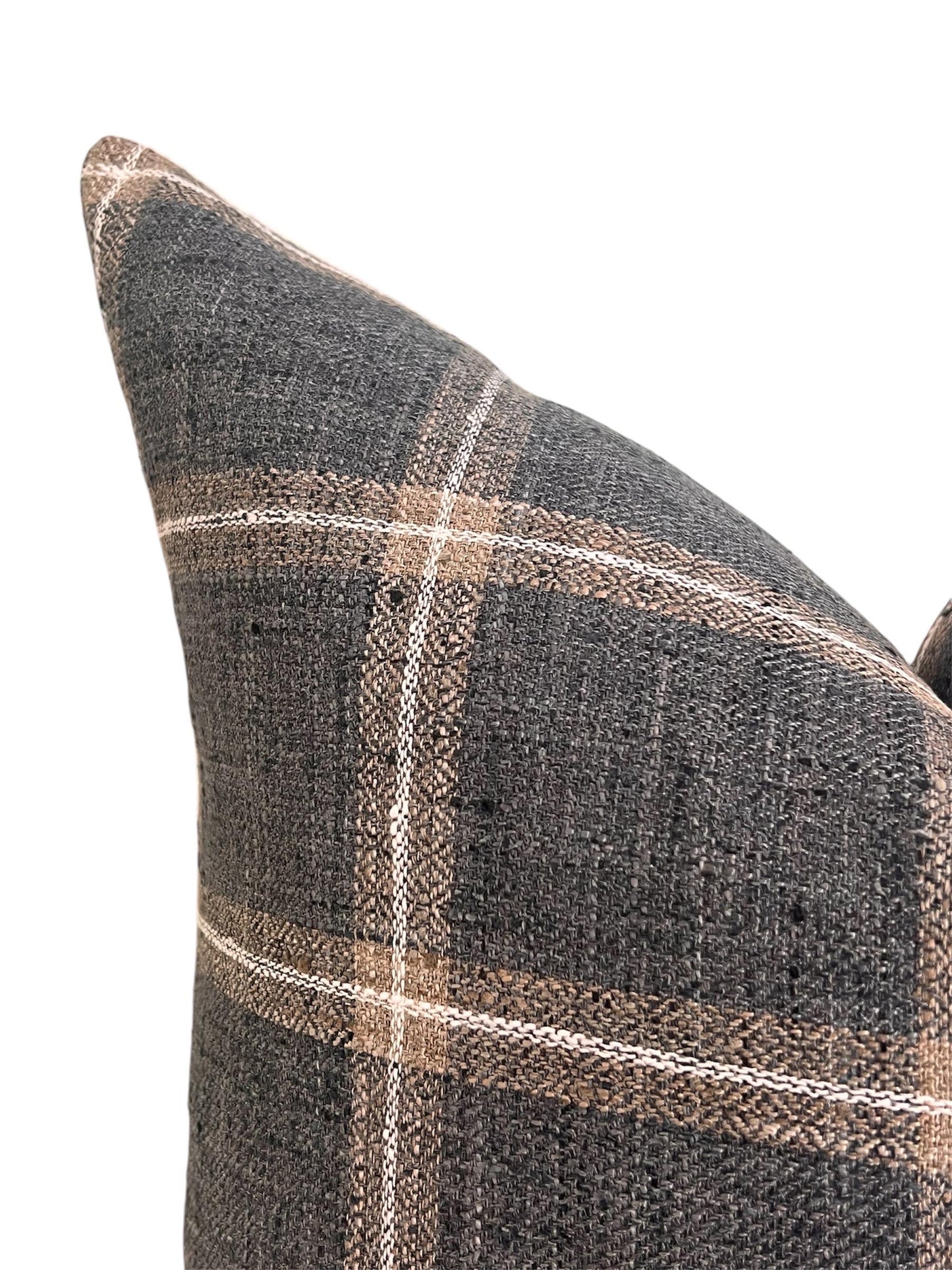 Beige and Blue-Gray Plaid Cushion, Plaid Linen Pillow Cover, Neutral Toned Cushion, Buffalo Check Accent Pillow, Modern Farmhouse Cushion