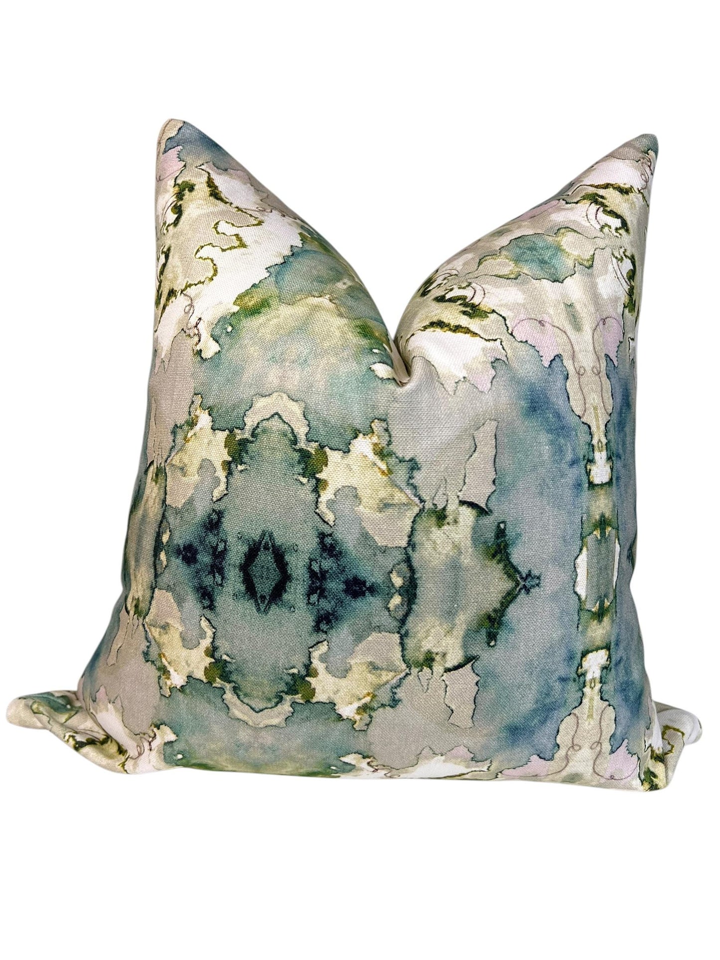 Dutchess Juniper Pillow Cover, Blue - Green Contemporary Pillow, Abstract Watercolor Pillow