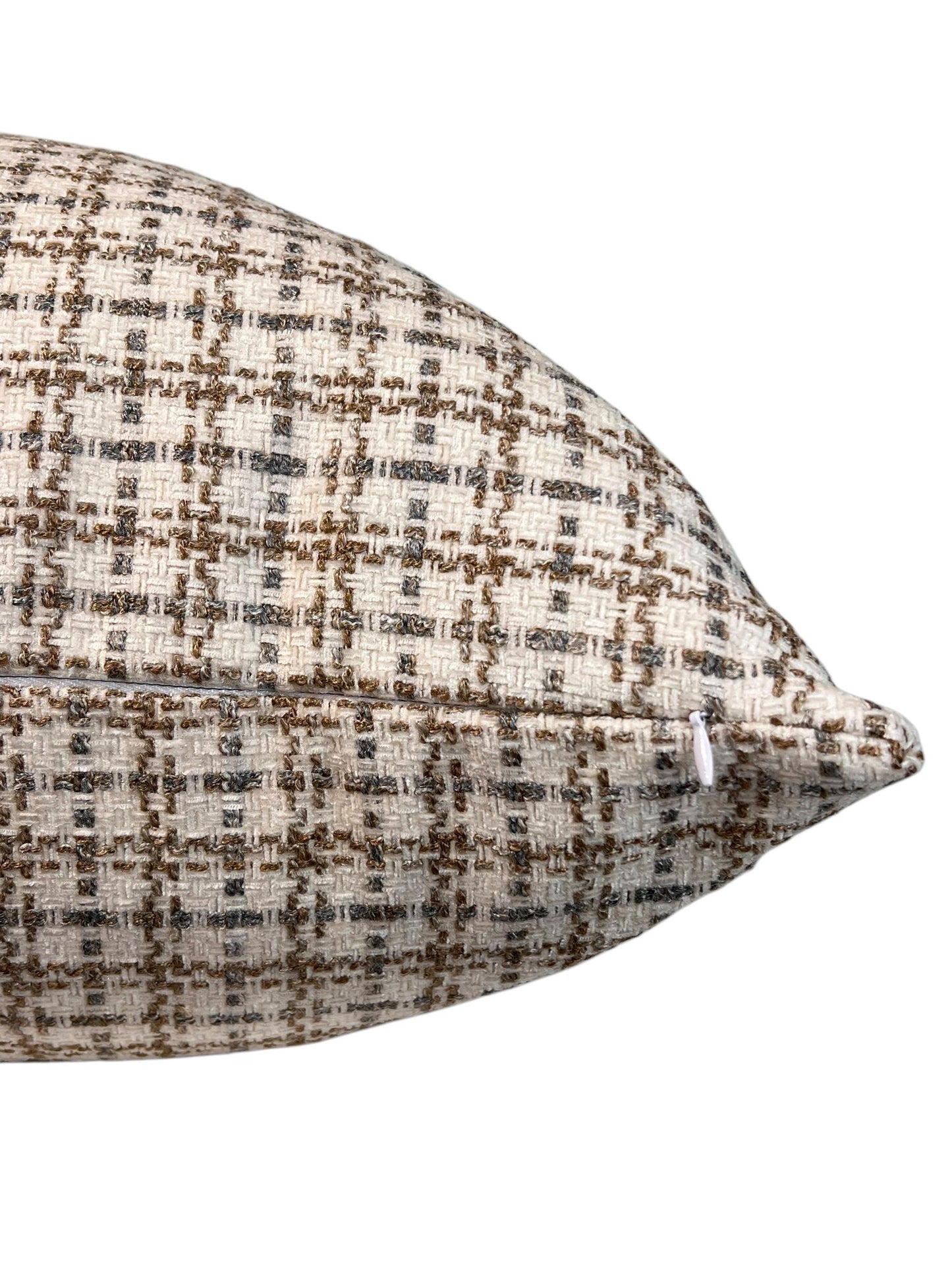 Papyrus Checkered Throw Pillow, Plaid Pattern Pillow, Brown White Plaid Cushion, Basketweave Woven Pillow, Neutral Textured Pillow Cover