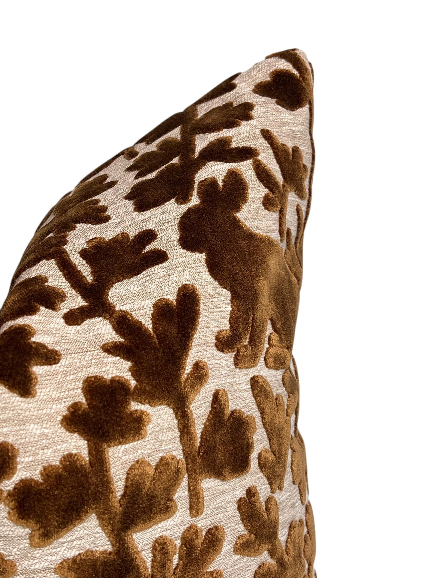 Brown "luv bunny” rabbit velvet Pillow Cover, botanical Rabbit Pillow Cover, Easter Throw Pillow Cover, cut Velvet throw Pillow Cushion