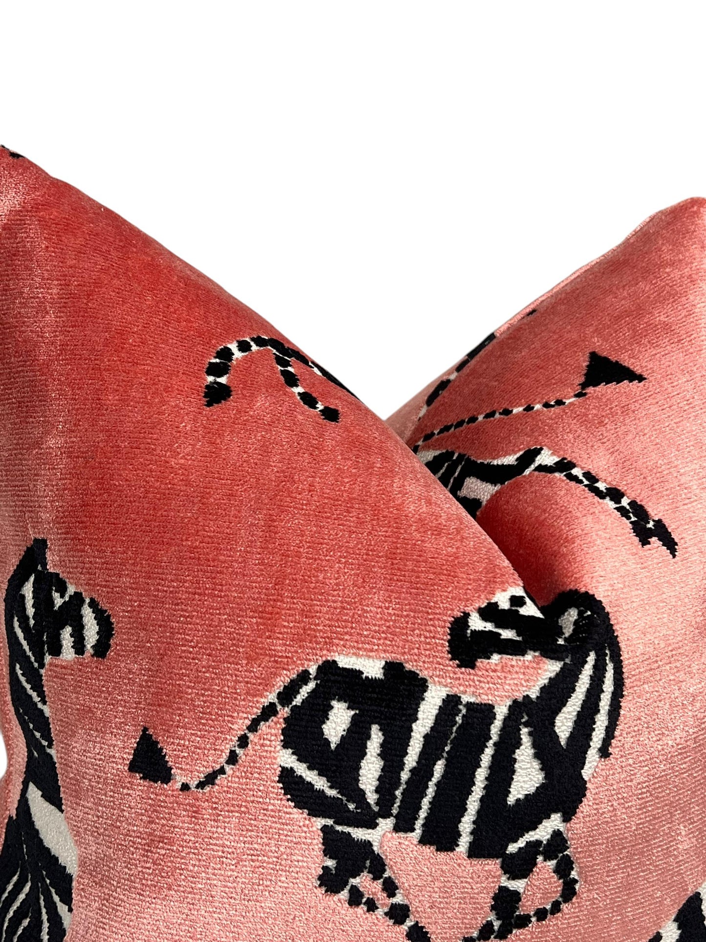 Dancing Zebra Pink Velvet Pillow Cover, Exotic Animal Print Pillow Cover, Safari Decor Velvet Pillow, Pink and Black Zebra Cushion