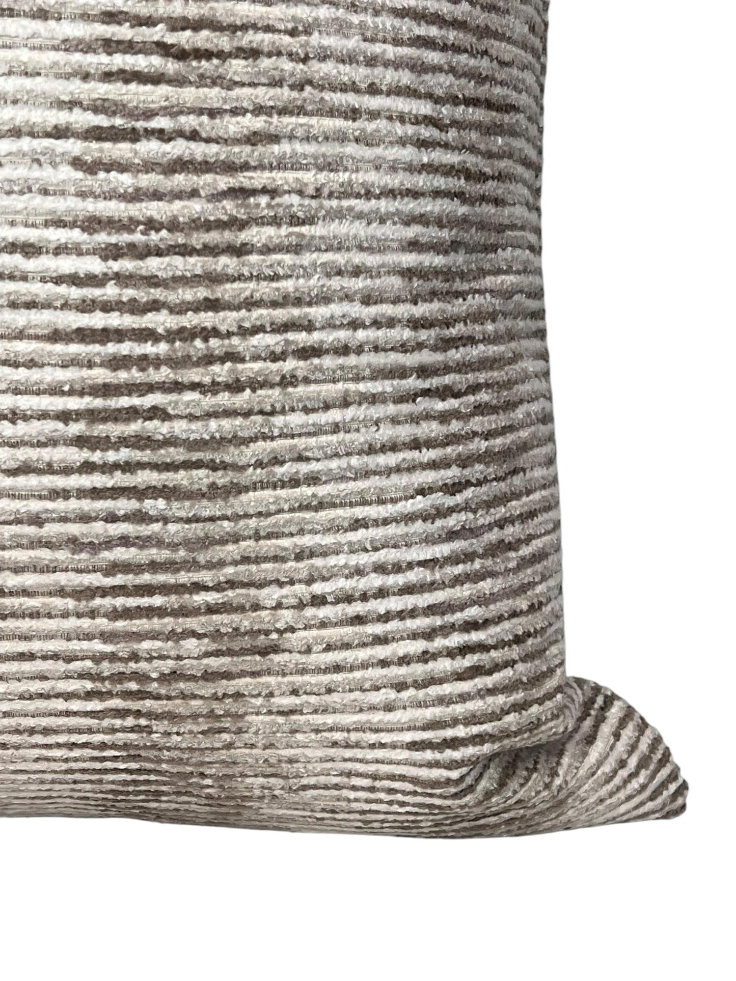 Textured Velvet Pillow Cover, Taupe and Ivory Striped Cushion, Modern Luxe Decor, Neutral Cut Velvet Pillow, Soft Ribbed Throw Pillow Cover