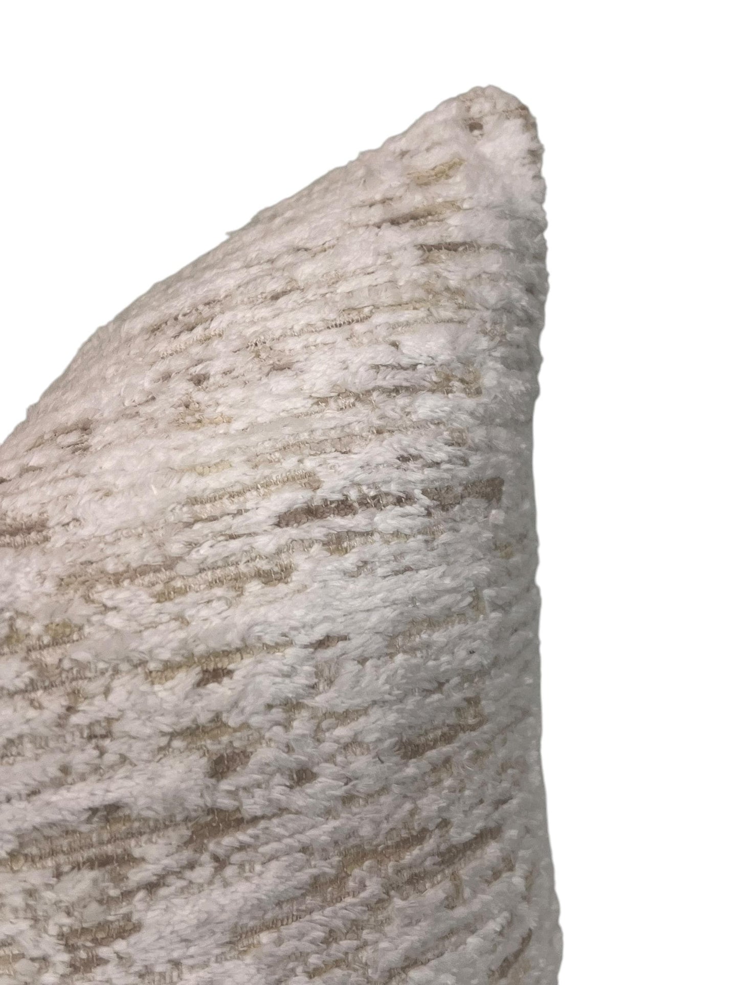 Plush Chenille Pillow Cover, Taupe and Ivory Striped Cushion, Modern Luxe Decor, Neutral Cut Velvet Pillow, Soft Ribbed Throw Pillow Cover