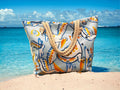 Canvas Beach Tote Bag with Rope Handles, Handmade Cotton Canvas Beach Bag, Eco-Friendly Beach Tote, Large Tote with Interior Pockets