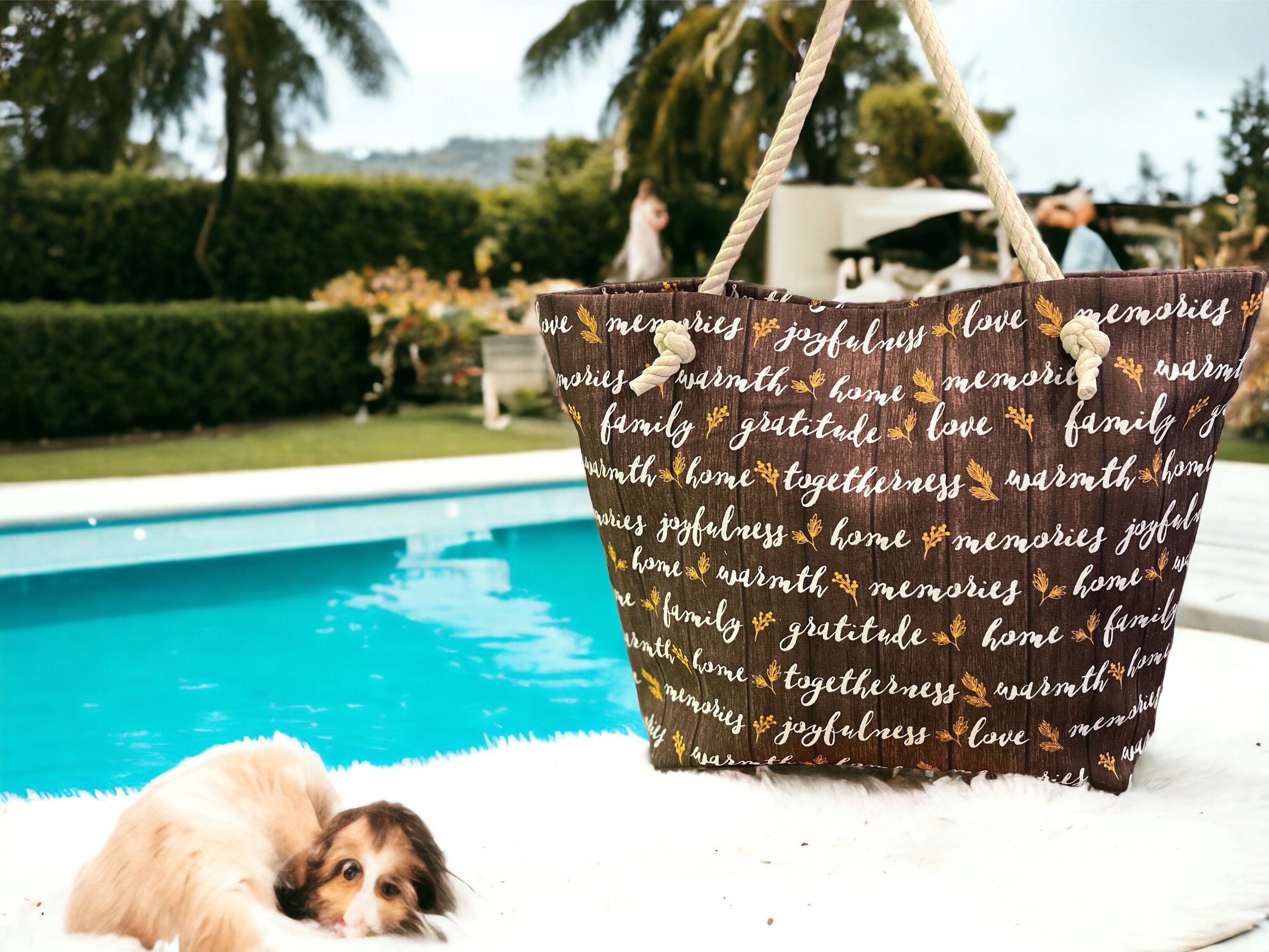 Extra Large Beach Tote Bag: Cotton Canvas, Magnetic Snap