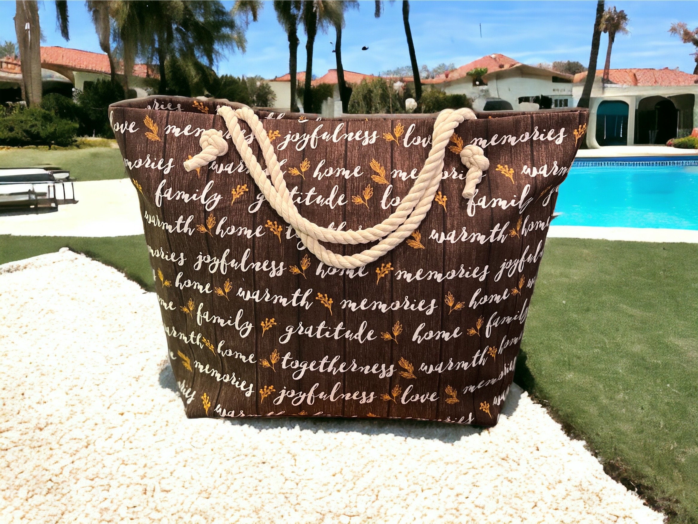 Extra Large Beach Tote Bag: Cotton Canvas, Magnetic Snap