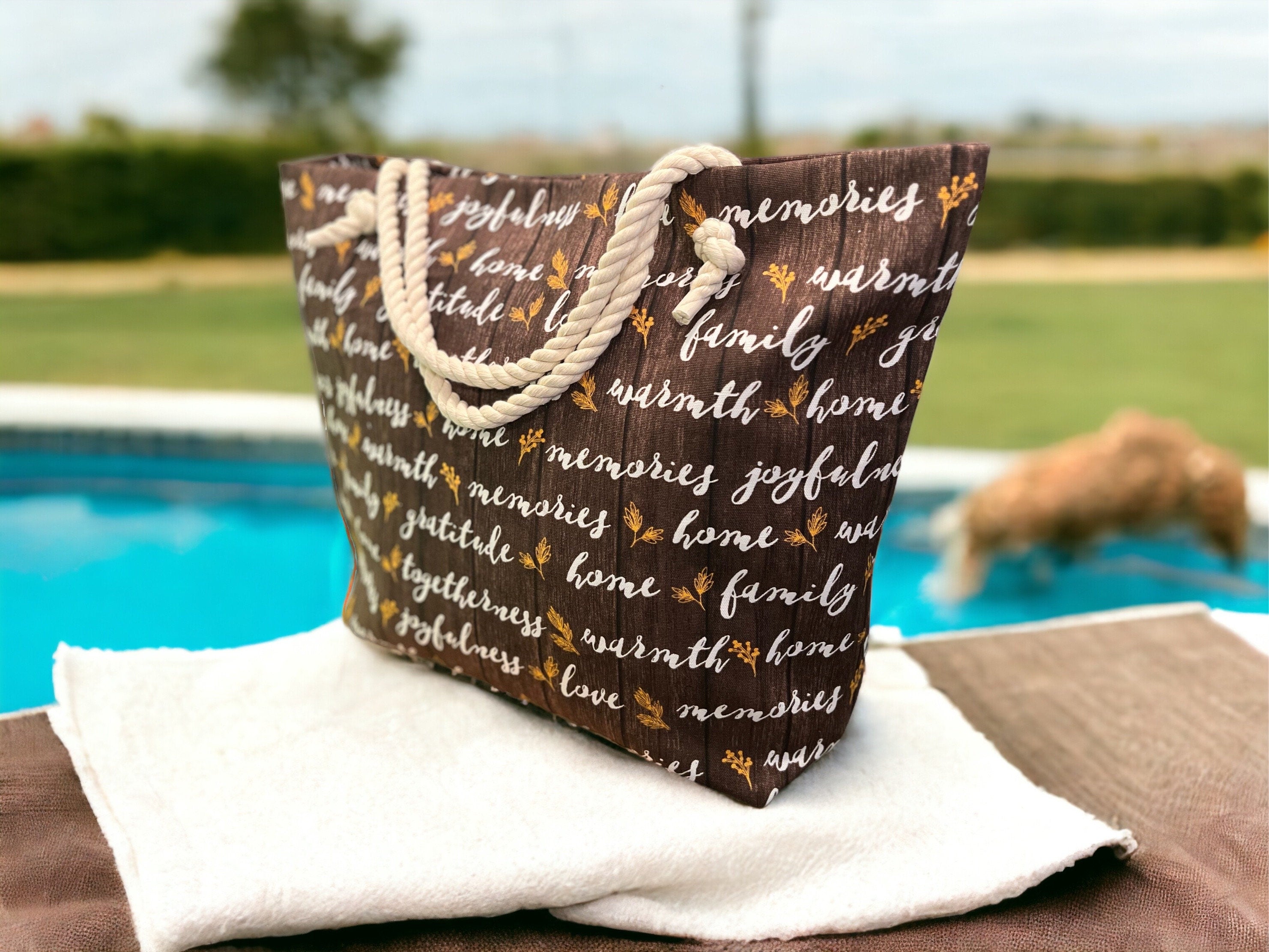 Extra Large Beach Tote Bag: Cotton Canvas, Magnetic Snap