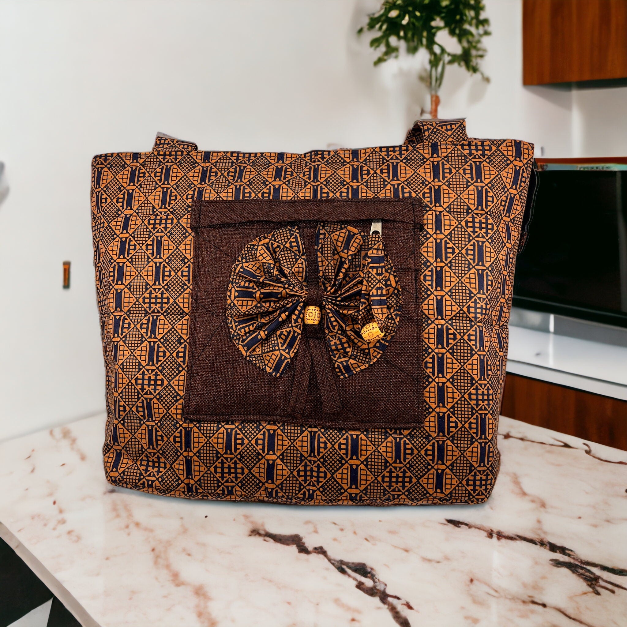 African Print Tote Bag: Ankara Fabric Handbag, Cotton Lined