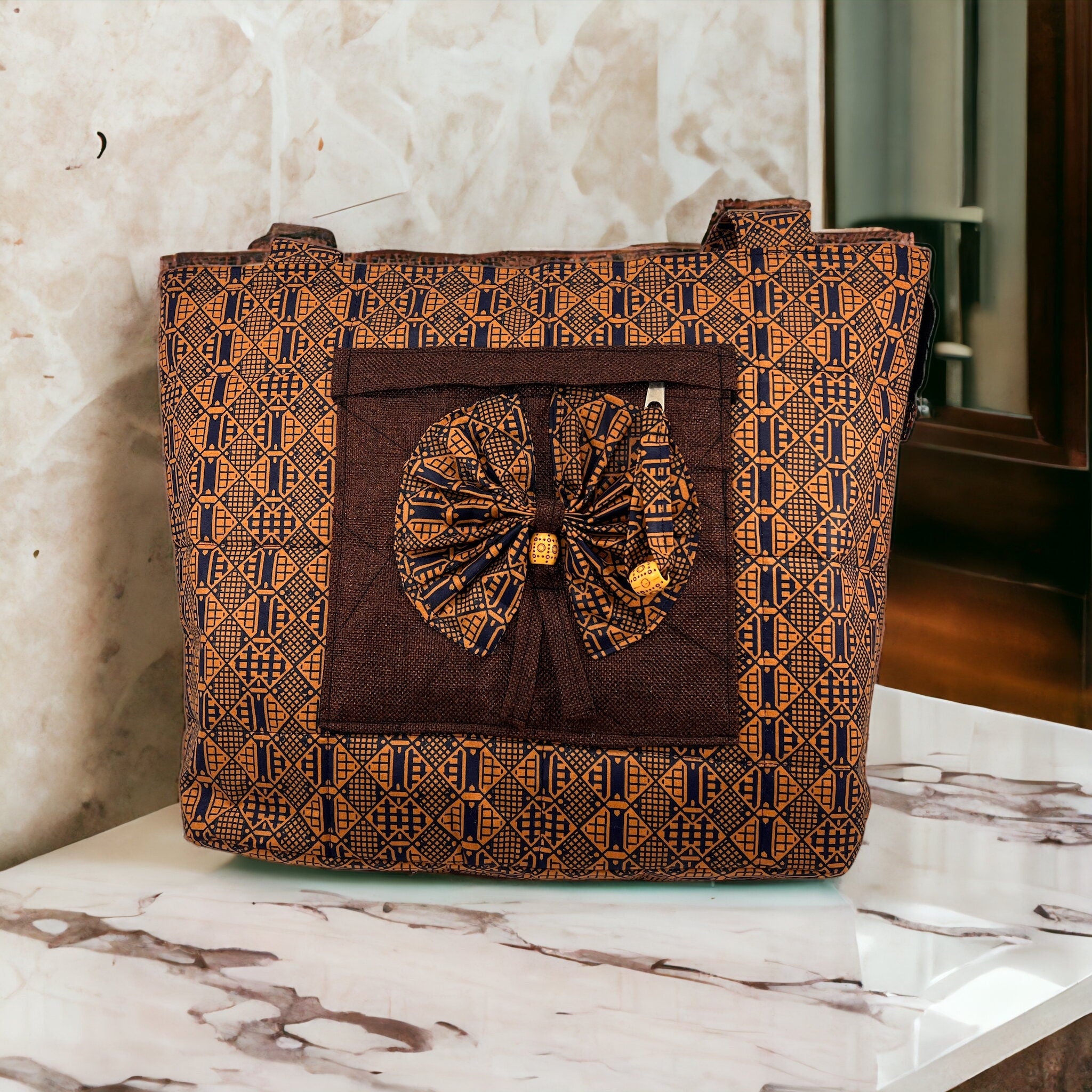 African Print Tote Bag: Ankara Fabric Handbag, Cotton Lined