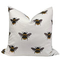 Handmade Embroidered Bumblebee Linen Pillow Cover, USA Made