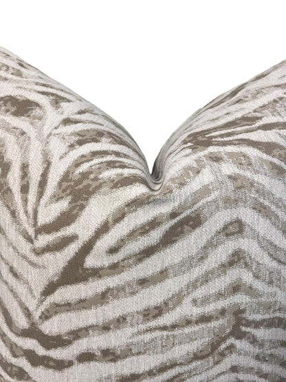 Neutral Zebra Print Pillow Cover, Beige Zebra Pattern Pillow, Beige Safari Zebra Pillow Cover, Safari Inspired Zebra Print Pillow Cover