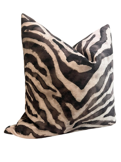 Monochrome Zebra Print Pillow Cover, Black Zebra Pattern Pillow, Beige Safari Zebra Pillow Cover, Safari Inspired Zebra Print Pillow Cover