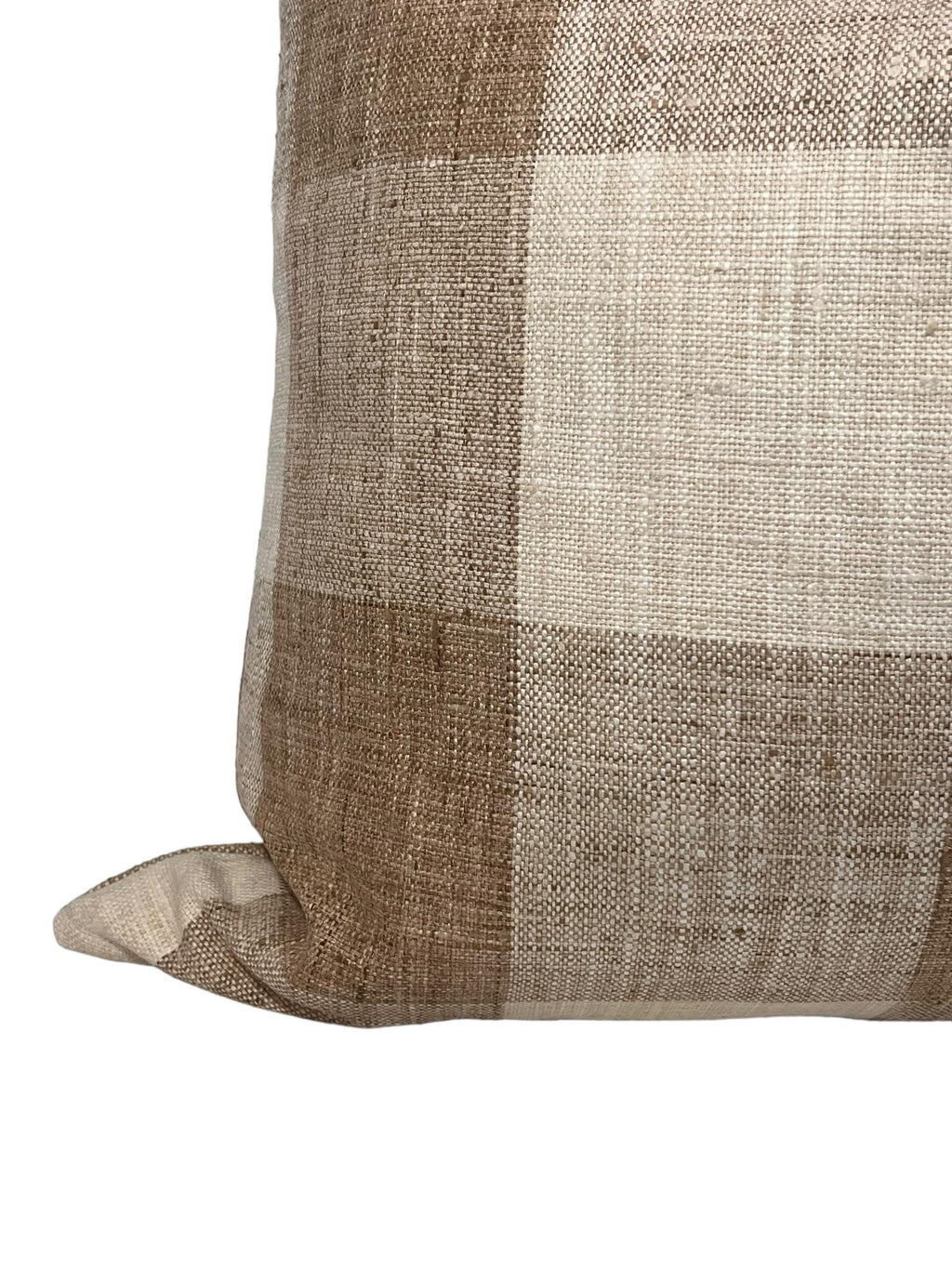 Handmade White and Tan Buffalo Check Pillow Cover, Rustic Plaid Throw Pillow