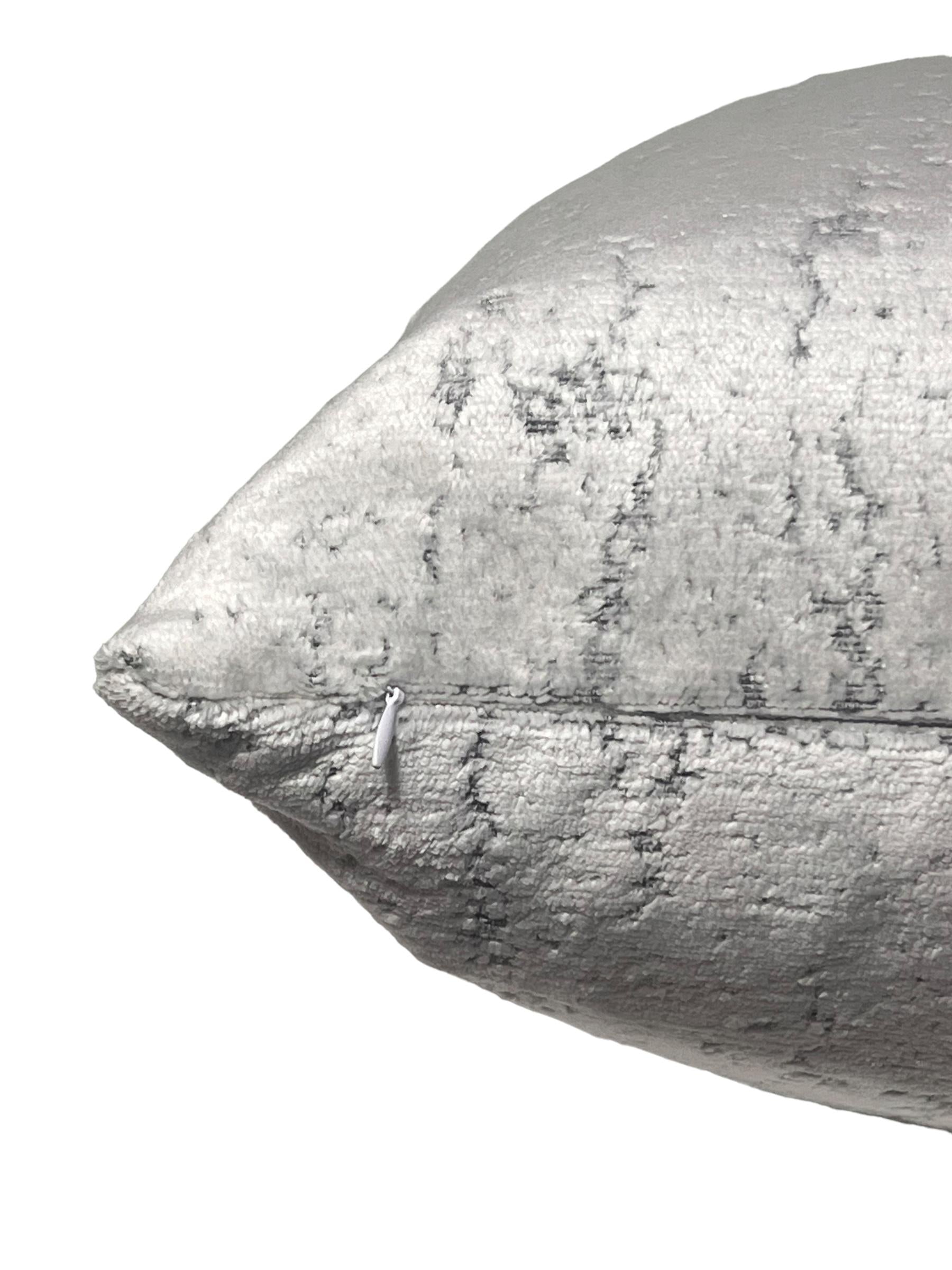Silver Velvet Pillow Cover, Distressed Gray Metallic Texture, Handmade