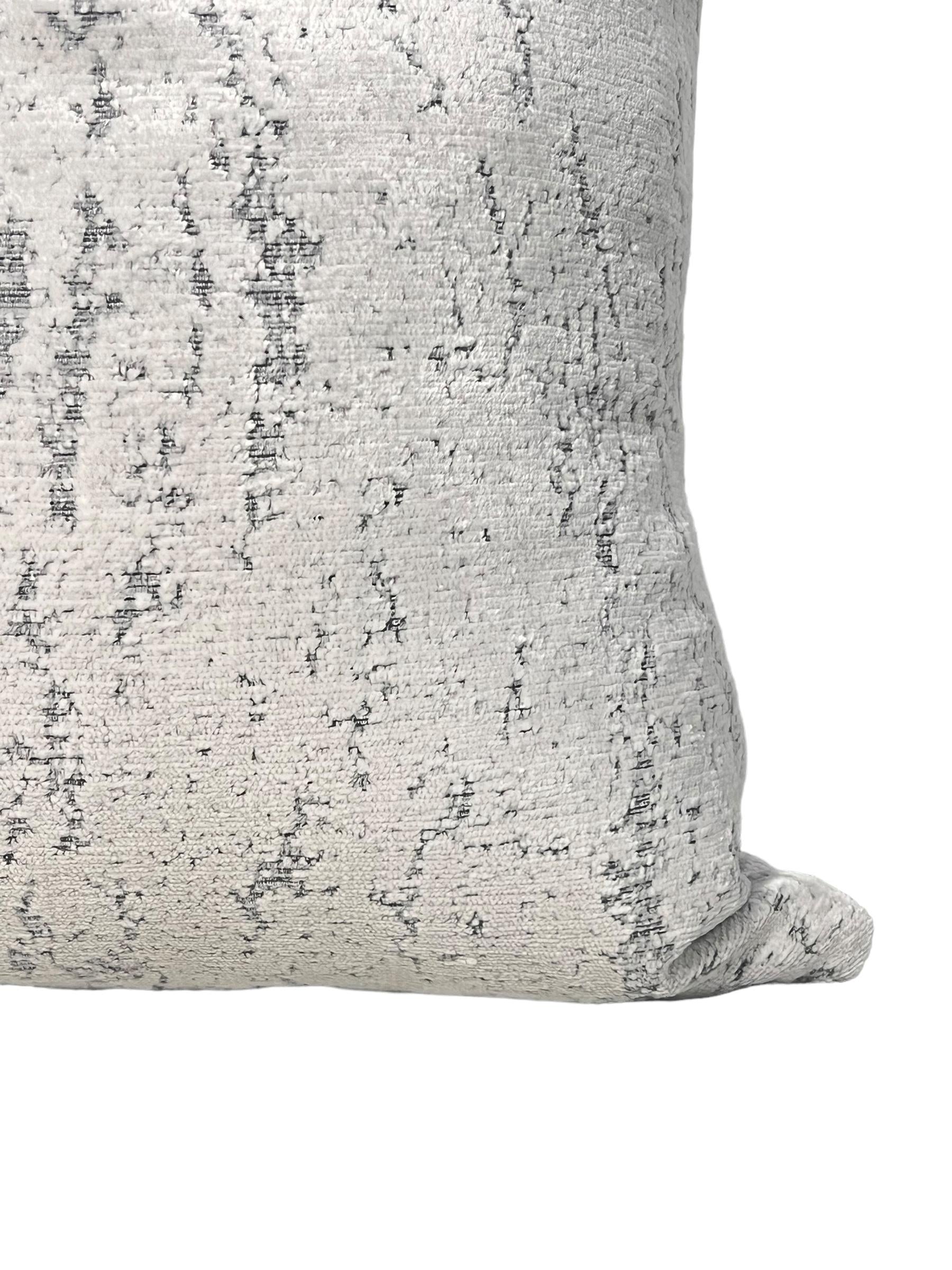 Silver Velvet Pillow Cover, Distressed Gray Metallic Texture, Handmade
