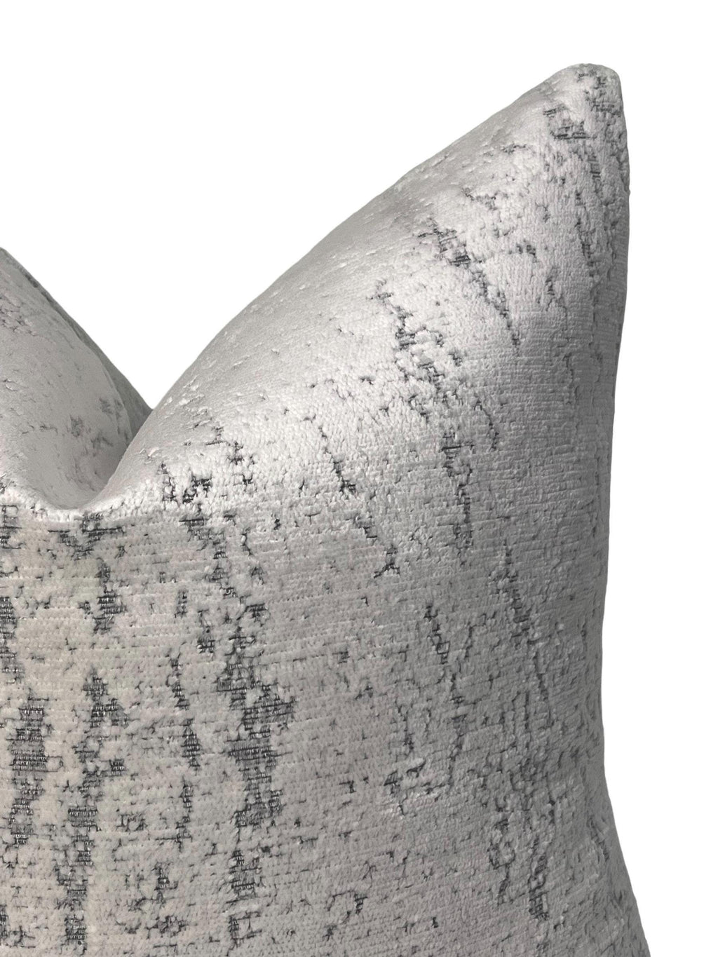 Silver Velvet Pillow Cover, Distressed Gray Metallic Texture, Handmade