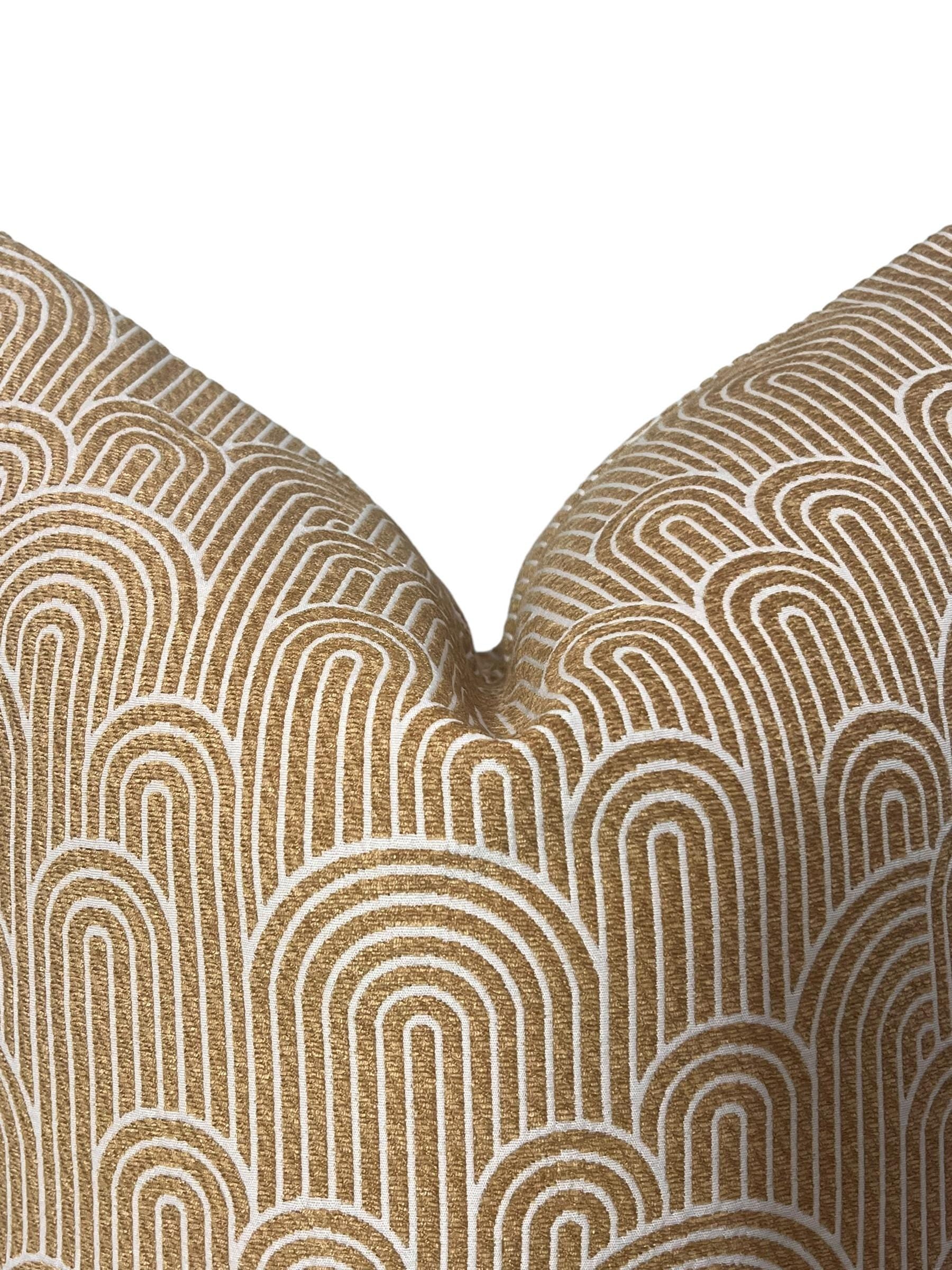Gold Geometric Arch Pillow Cover, Art Deco Linen Cushion