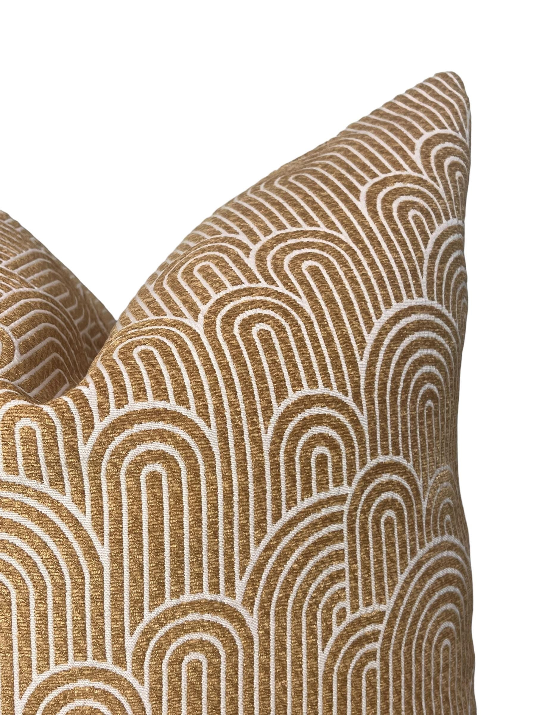 Gold Geometric Arch Pillow Cover, Art Deco Linen Cushion