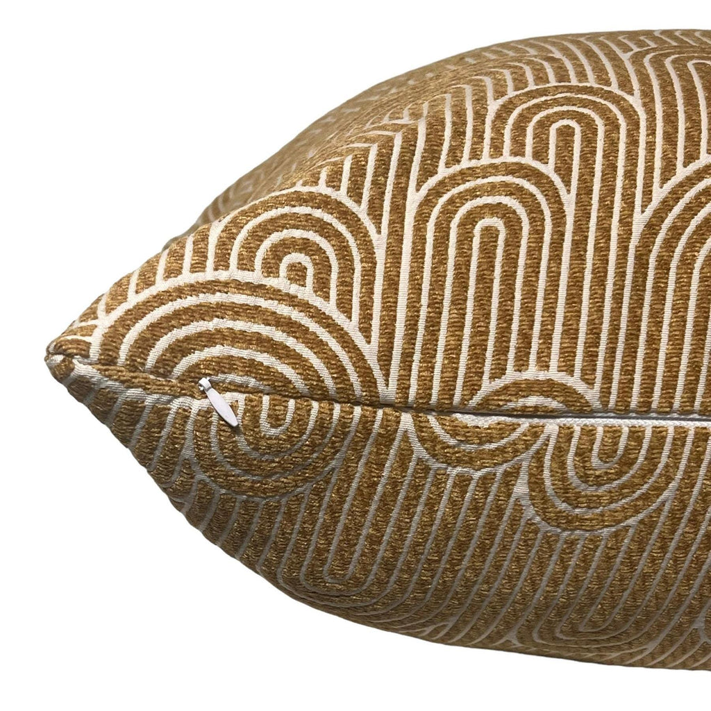 Gold Geometric Arch Pillow Cover, Art Deco Linen Cushion