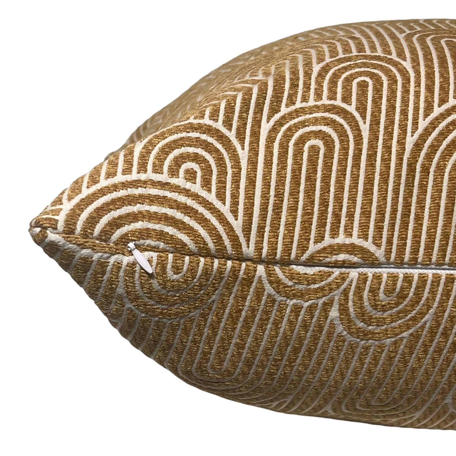 Gold Geometric Arch Pillow Cover, Art Deco Linen Cushion