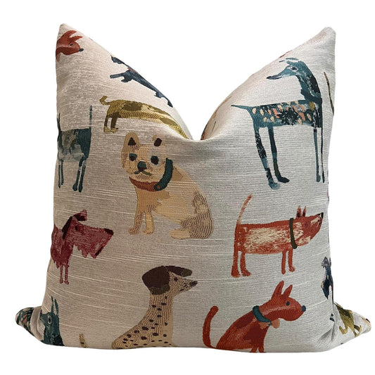Colorful Dog Print Pillow Cover, Whimsical Dog Pattern Pillow Cover, Dog Lover Pillow Cover, Dog Themed Decorative Pillow Cover, Dog Lovers