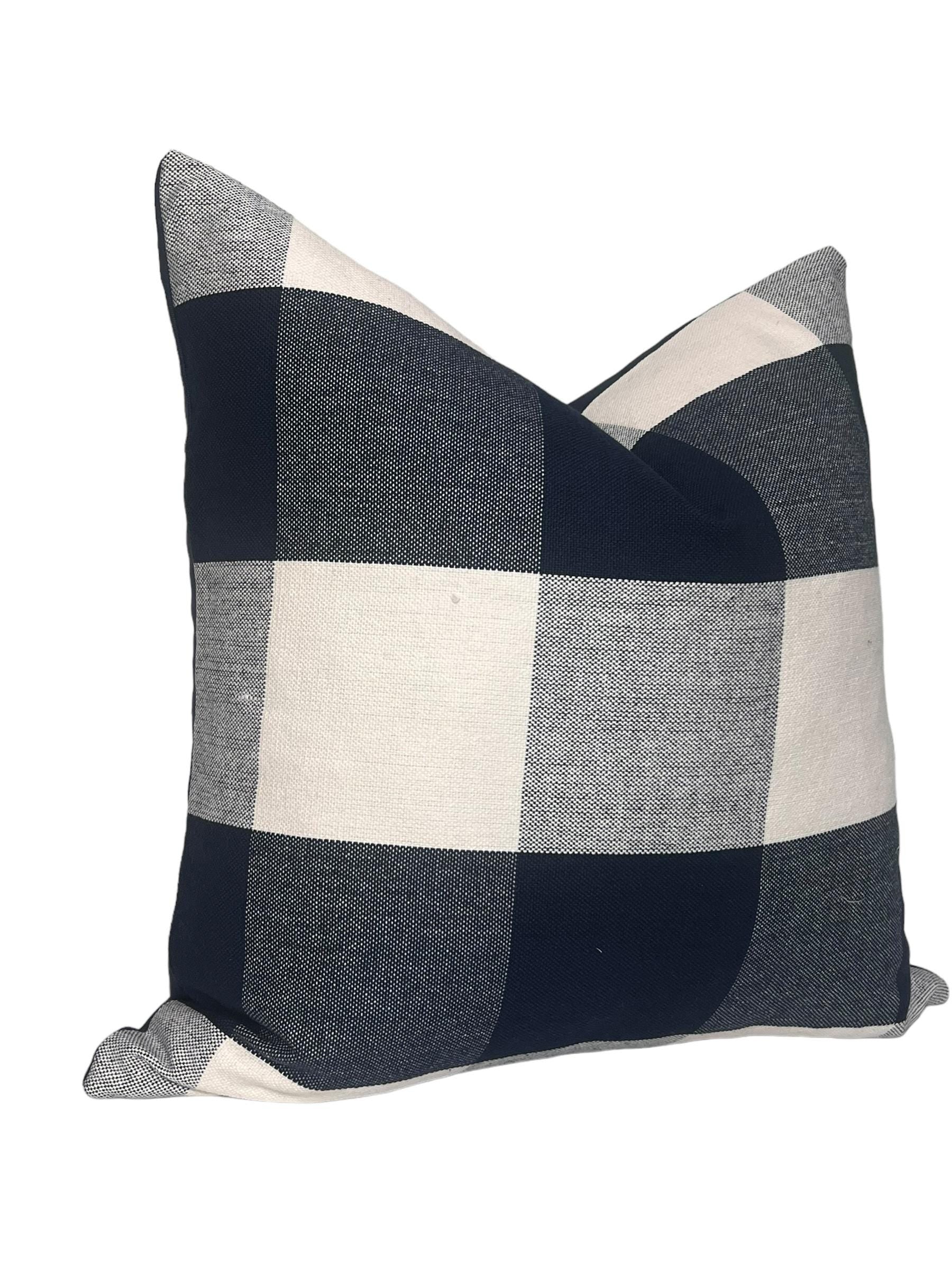 Navy and White Buffalo Check Pillow Cover, Farmhouse Decor