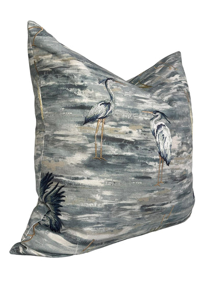 Heron Print Pillow Cover, Coastal Bird Cushion, Beach House Decor, Watercolor Heron Pillow, Coastal Living Cushion, Nautical Bird Print