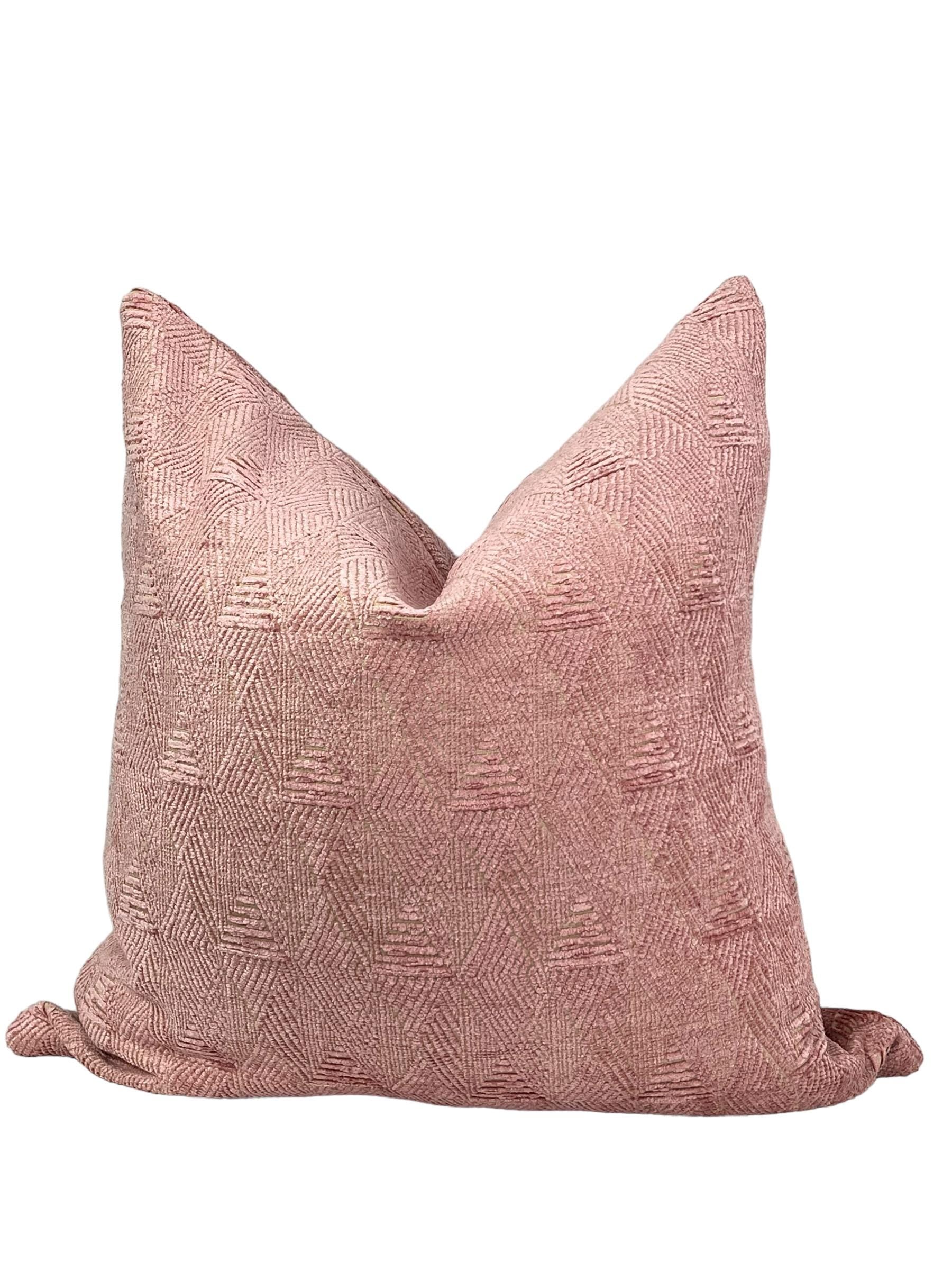 Blush Pink Geometric Pillow Cover, Textured Velvet Cushion, Geometric Velvet Cushion, Modern Pink Throw Pillow, Soft Pink Throw Pillow