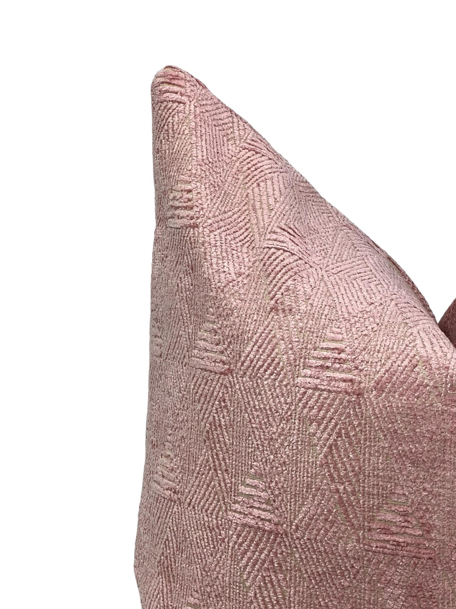 Blush Pink Geometric Pillow Cover, Textured Velvet Cushion, Geometric Velvet Cushion, Modern Pink Throw Pillow, Soft Pink Throw Pillow
