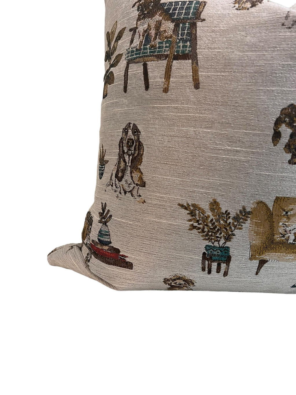 Whimsical Dog Print Pillow Cover, Pet Decor Accent Pillow, Handmade