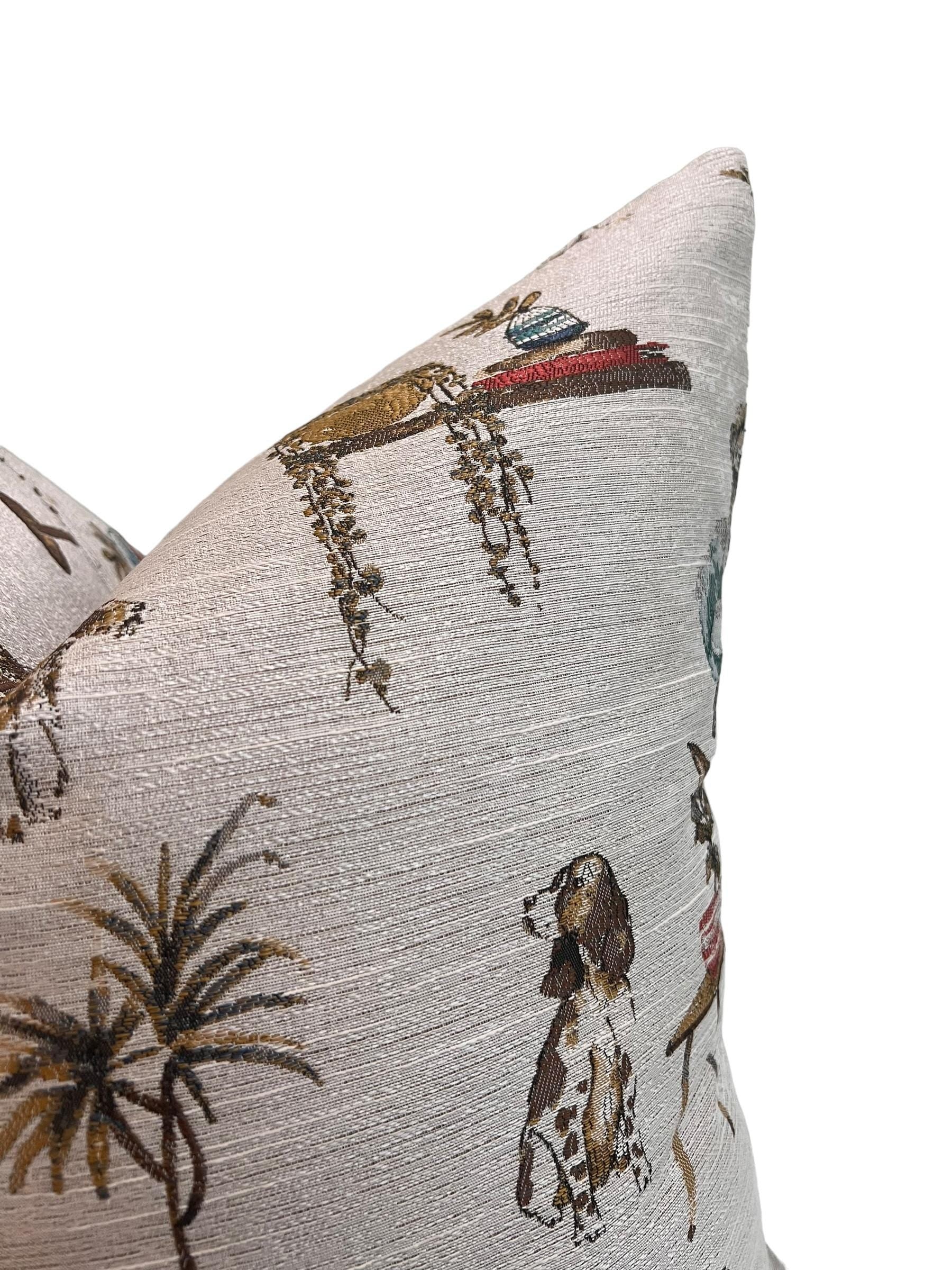 Whimsical Dog Print Pillow Cover, Pet Decor Accent Pillow, Handmade