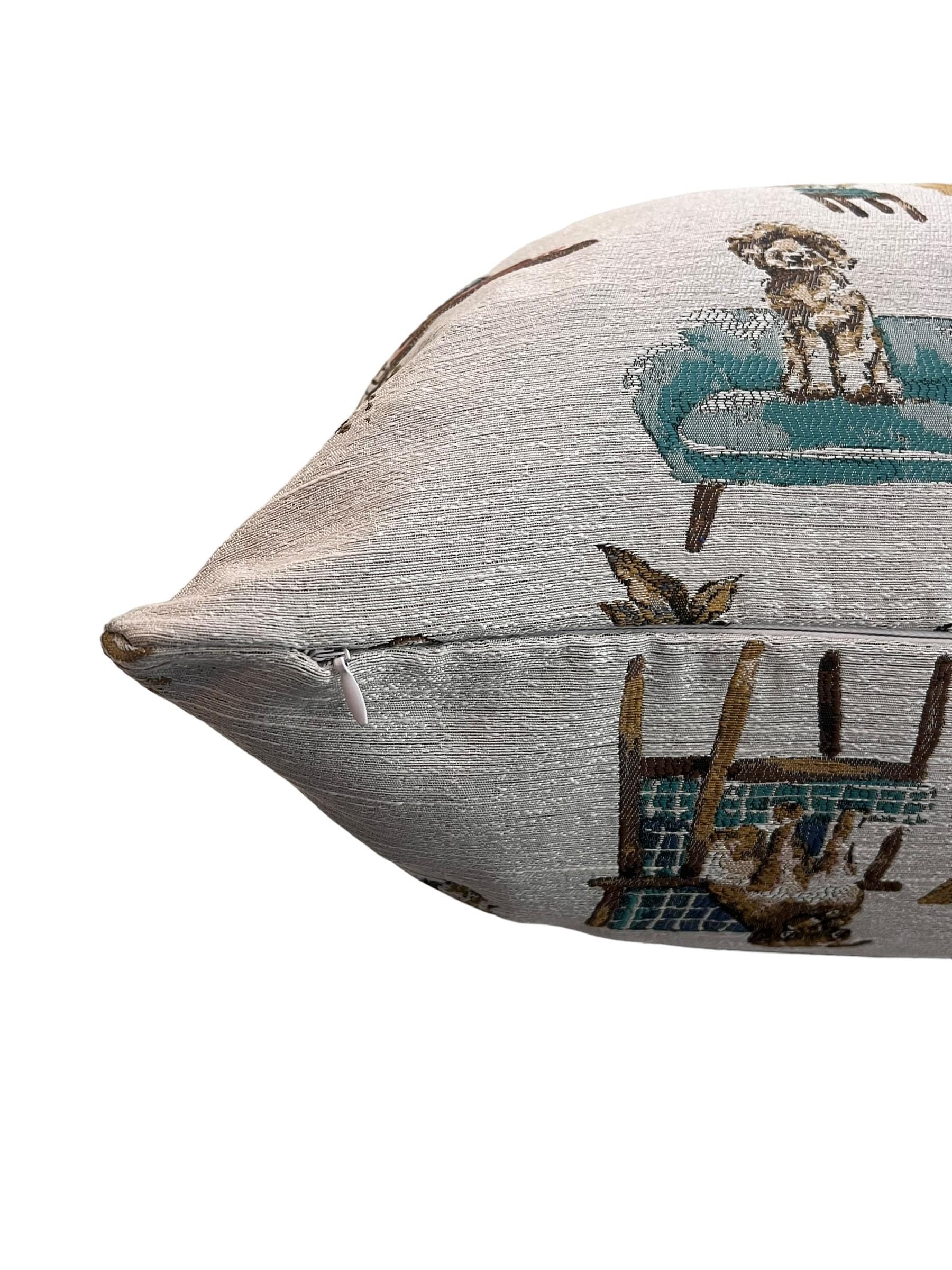 Whimsical Dog Print Pillow Cover, Pet Decor Accent Pillow, Handmade