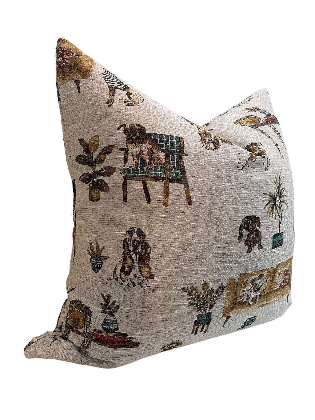 Whimsical Dog Print Pillow Cover, Pet Decor Accent Pillow, Handmade