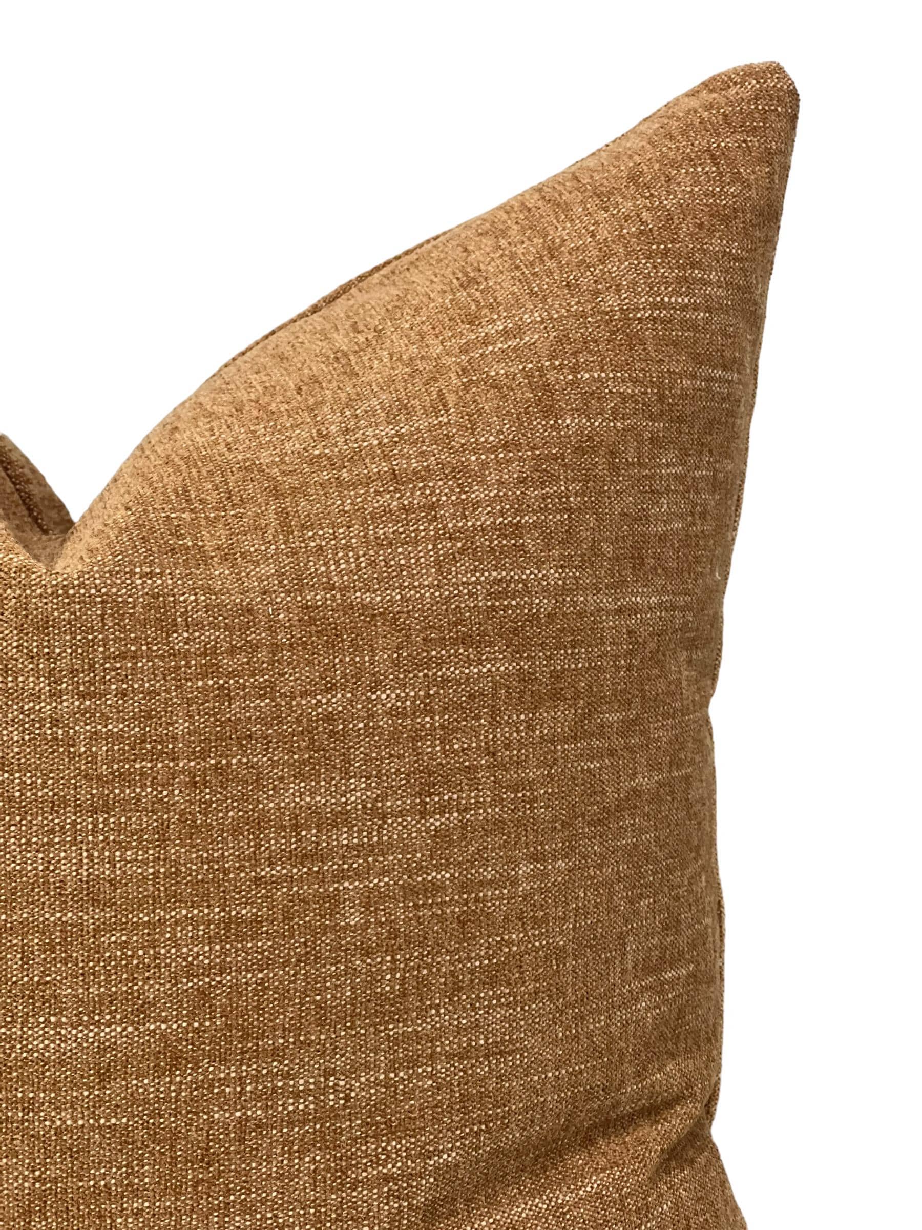 Rustic Brown Linen Pillow Cover, Farmhouse Button Cushion