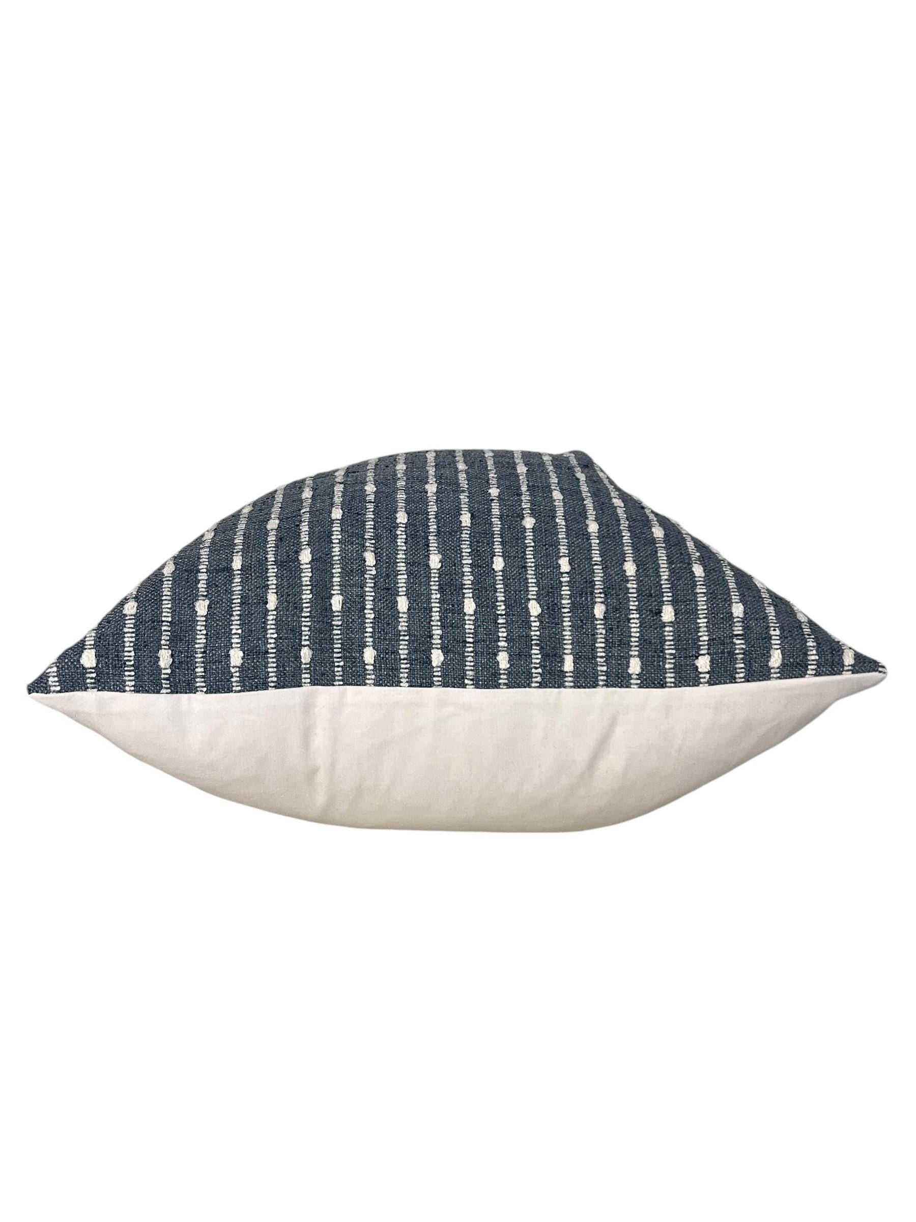 Blue Woven Striped Pillow Cover, Boho Dotted Cushion