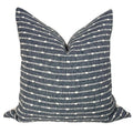Blue Woven Striped Pillow Cover, Boho Dotted Cushion