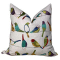 Embroidered Bird Pillow Cover, Handmade USA, Colorful Bird Cushion