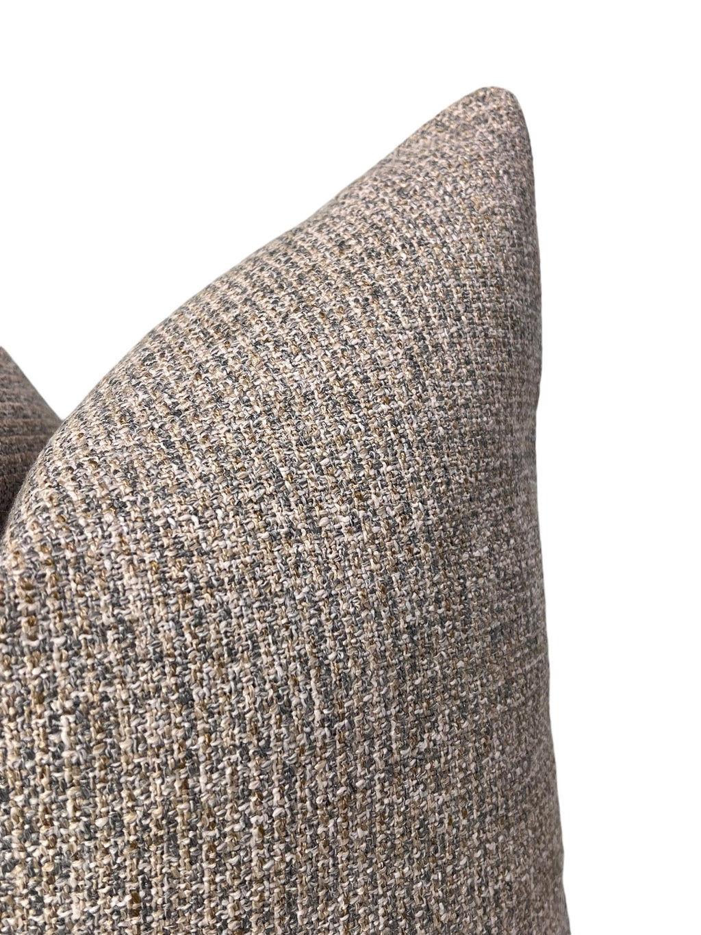 Handmade Tweed Pillow Cover, Beige Brown Woven Accent Cushion