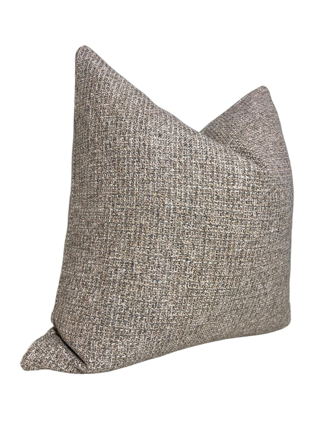 Handmade Tweed Pillow Cover, Beige Brown Woven Accent Cushion