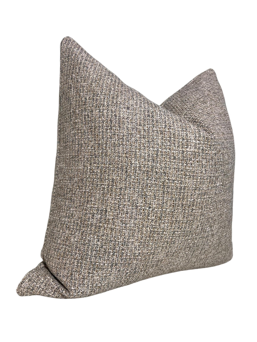 Handmade Tweed Pillow Cover, Beige Brown Woven Accent Cushion