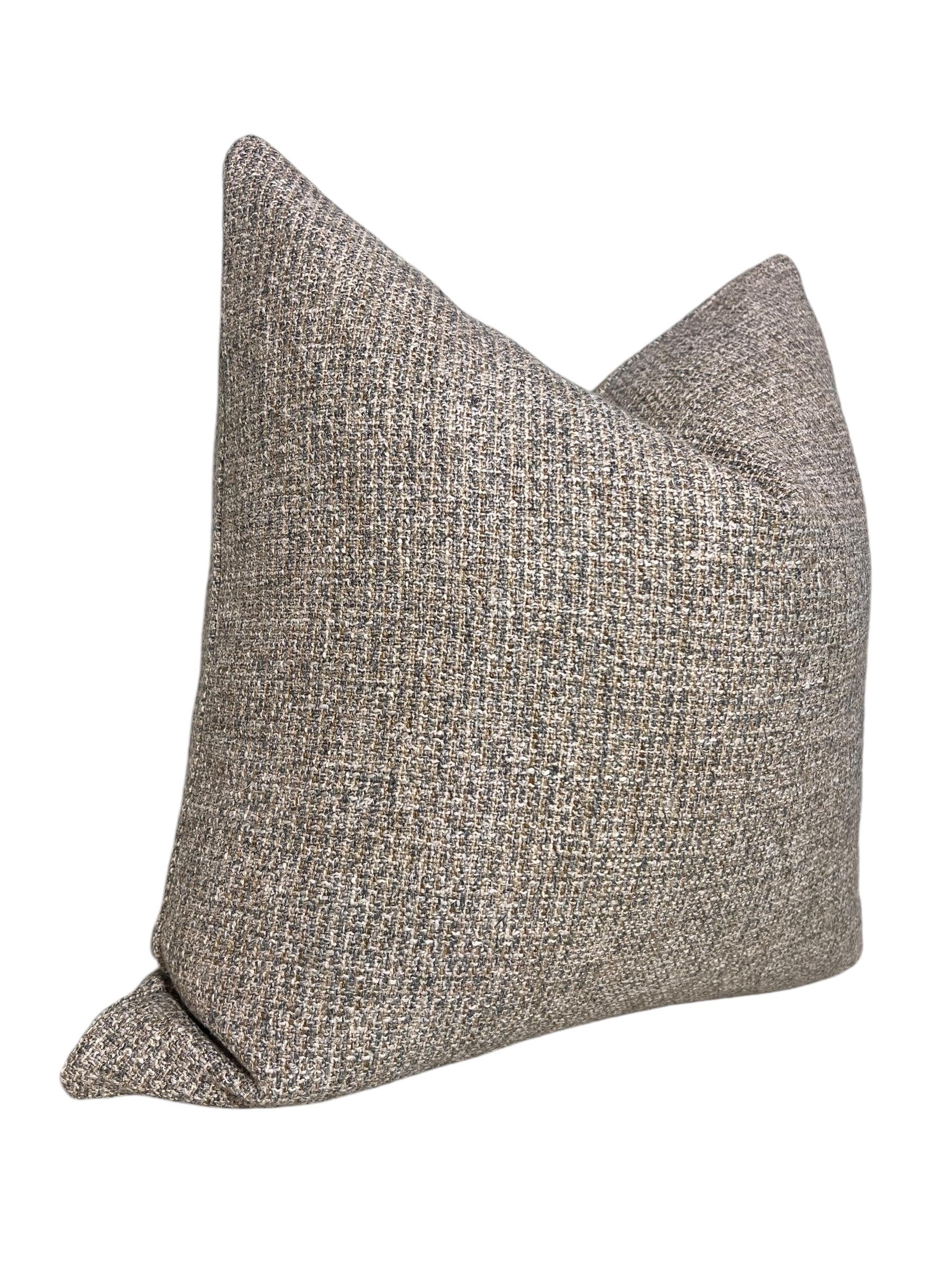 Handmade Tweed Pillow Cover, Beige Brown Woven Accent Cushion