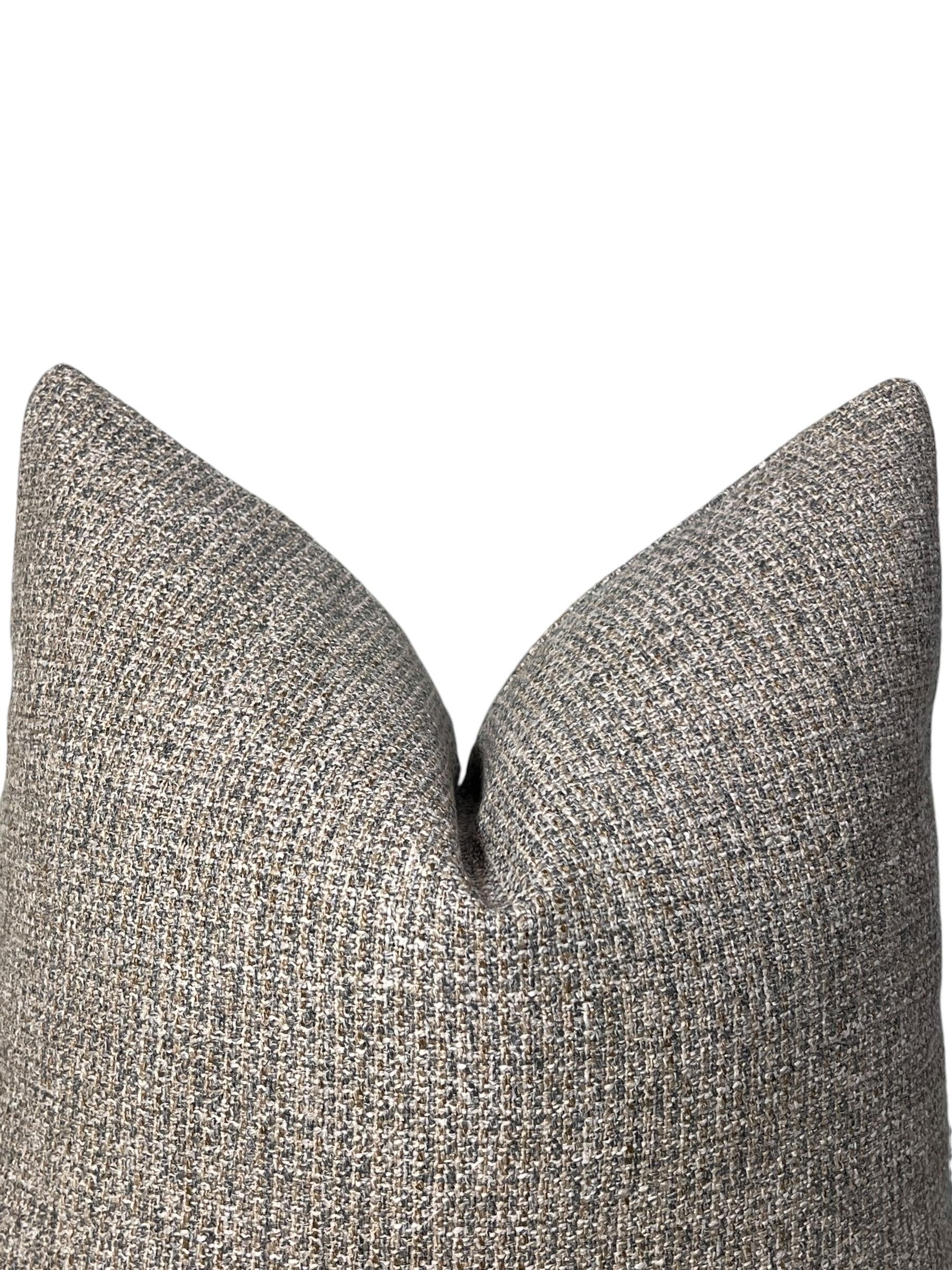 Handmade Tweed Pillow Cover, Beige Brown Woven Accent Cushion