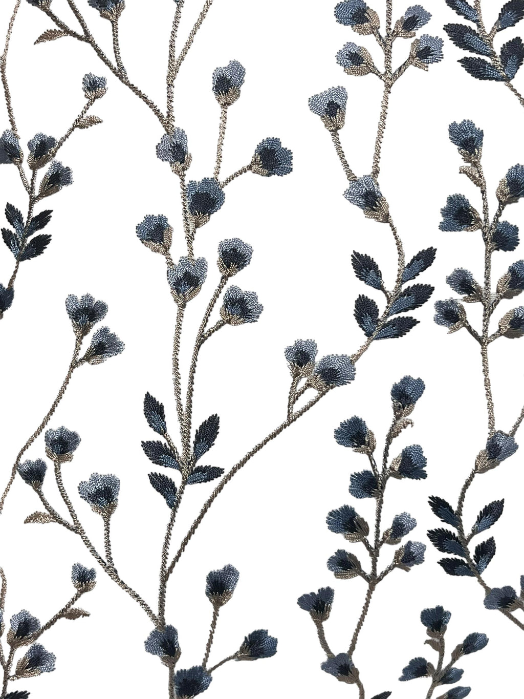 Floral Embroidered Decorative Pillow Cover, Blue Floral Throw Pillow Cover, Botanical Pillow Cover, Twig Design Pillow, Floral Cushion Cover