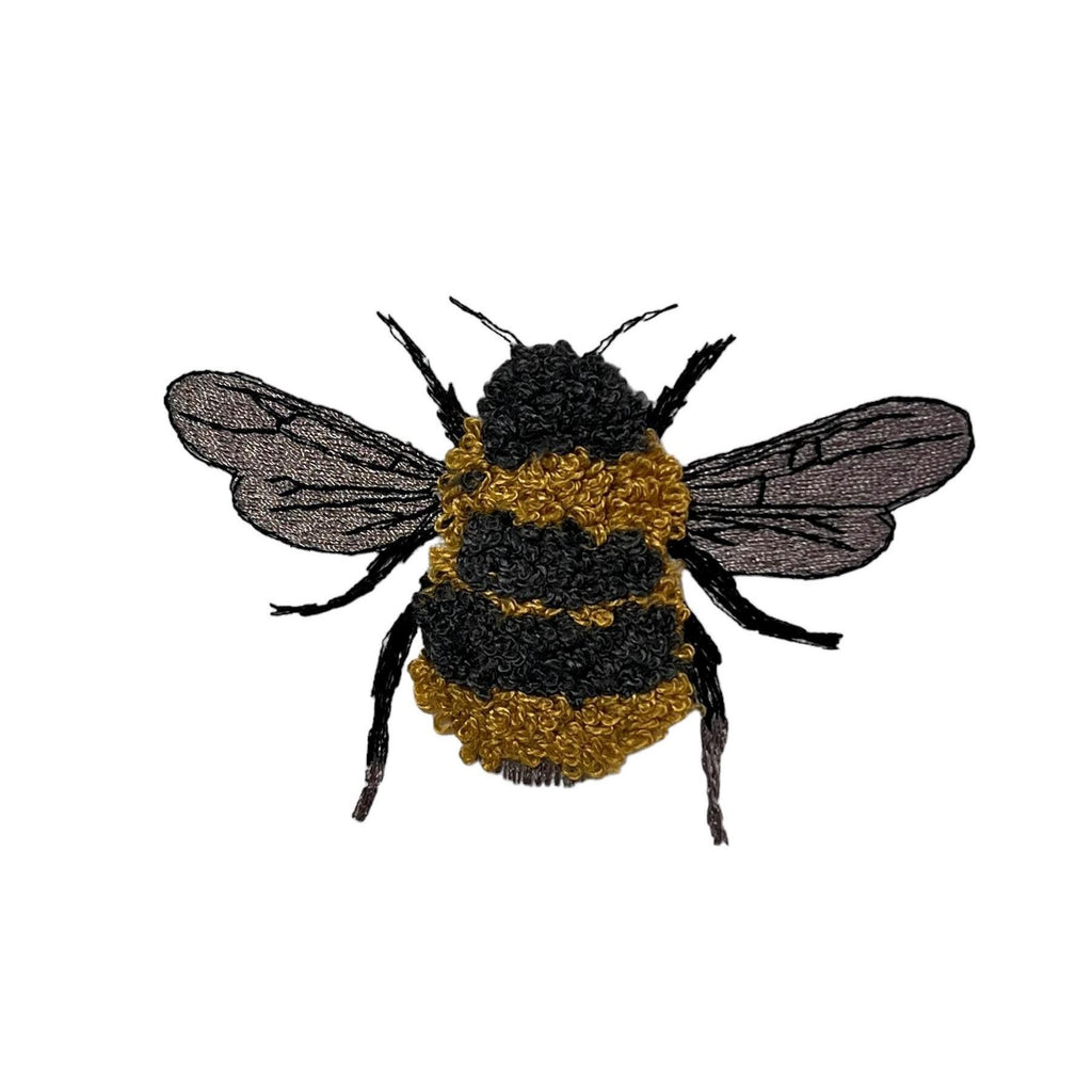 Handmade Embroidered Bumblebee Linen Pillow Cover, USA Made
