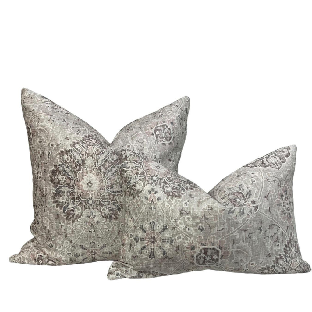 Boho Floral Linen Pillow Cover, Vintage-Inspired Cushion