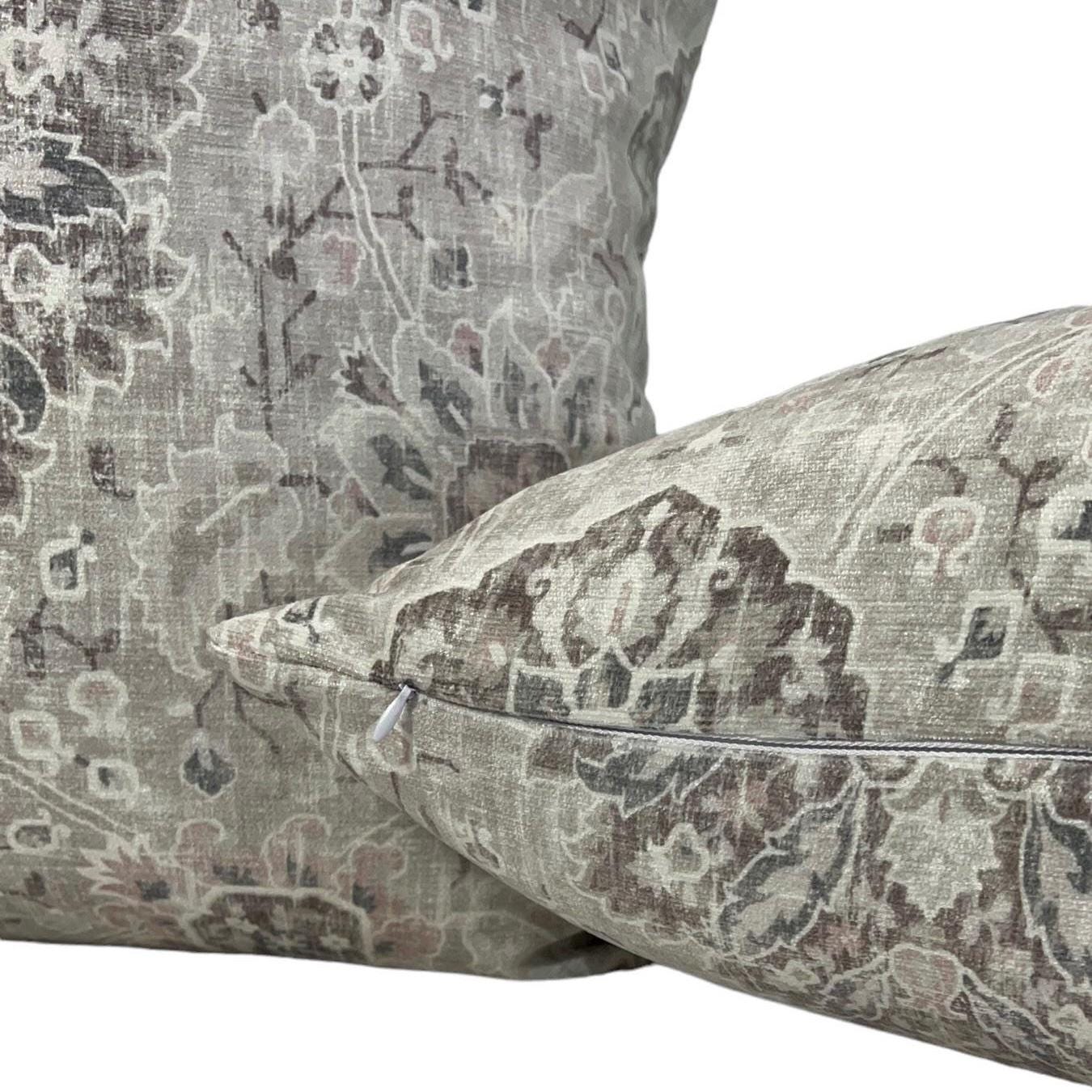 Boho Floral Linen Pillow Cover, Vintage-Inspired Cushion